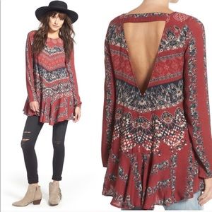 Free People Maroon Smooth Talker Paisley Tunic